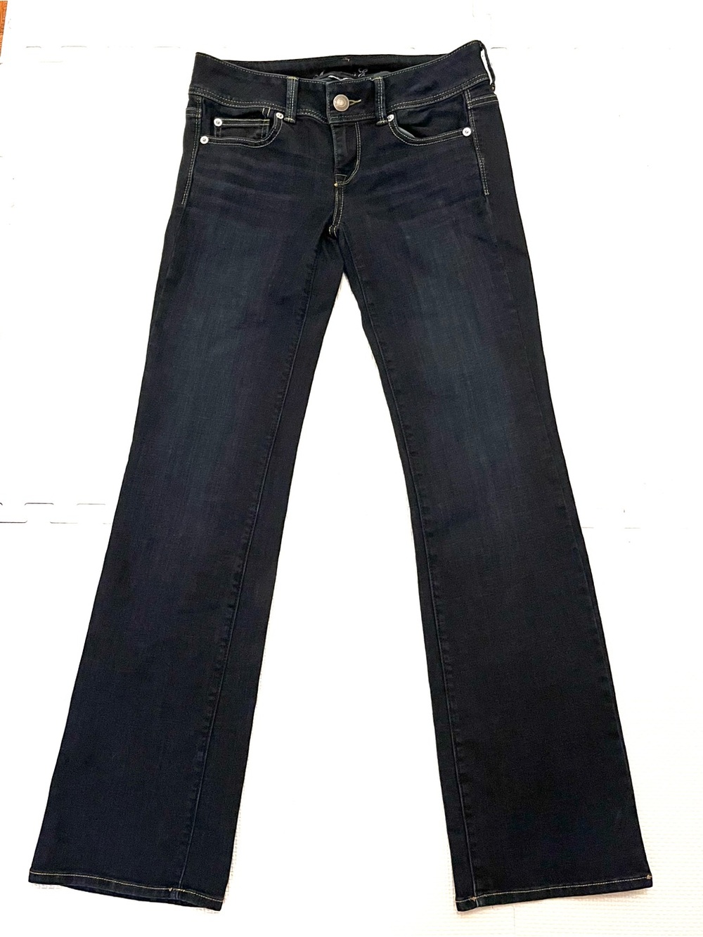 American Eagle Y2K Slim Boot Super Stretch Dark Indigo Low Rise Jeans Size 4